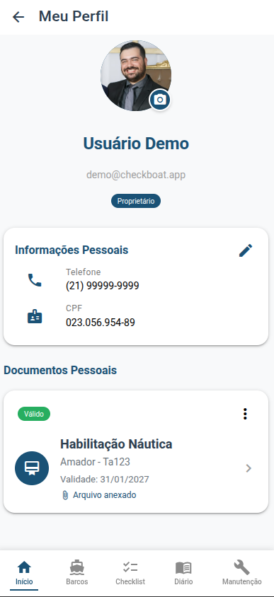 Perfil do usuário