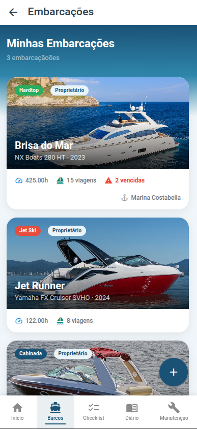 Lista de embarcações do CheckBoat